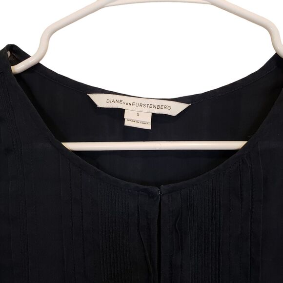 Diane Von Furstenberg Silk Navy Blue Evening Top Long Sleeve Small - Picture 4 of 8